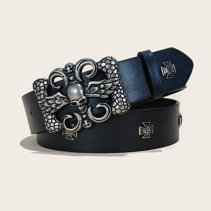 Black Punk Style PU Leather Belt Unisex Gothic Fashion Accessory Cross rivet decoration Y2K rock hip-hop style Jeans Belt Gift