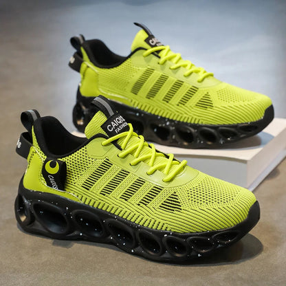 Men's Casual, Fashionable and Comfortable Shock-Absorbing Blade Shoes, Breathable Lace-Up Non-Slip Shoes, Suitable for Jogging, Daily Wear, Gym
