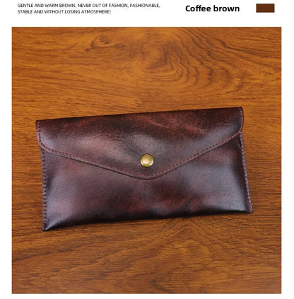 Genuine Leather Men Handmade Wallet High Quality Retro Handbag Simple Phone Pocket Card Bag Big Capacity Male Purses
