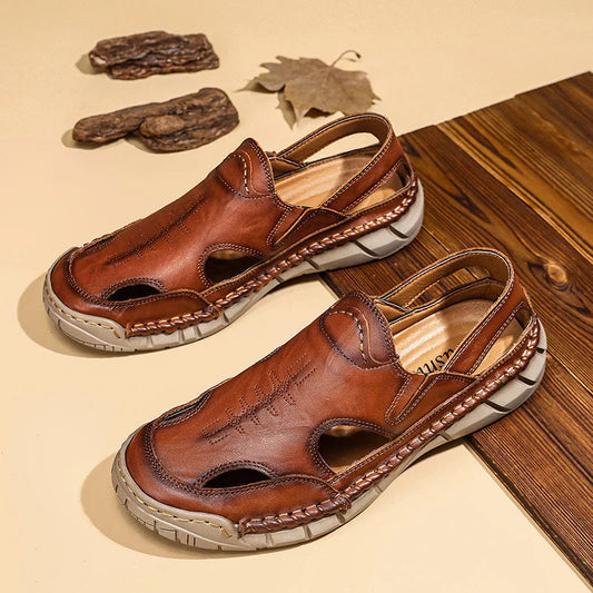 Hot-selling Summer Men's Sandals New Leather Roman Sandals Slippers Outdoor Beach Shoes Male Flip Flops Water Trekking Sandals