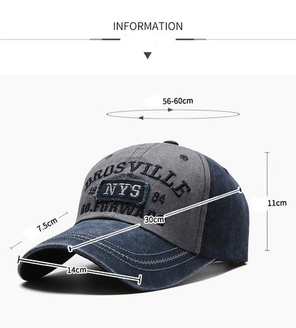 Four Seasons Men's Baseball Cap Casual Wash Embroidered Cap Curved Brim Bowler Sun Hat Official Website