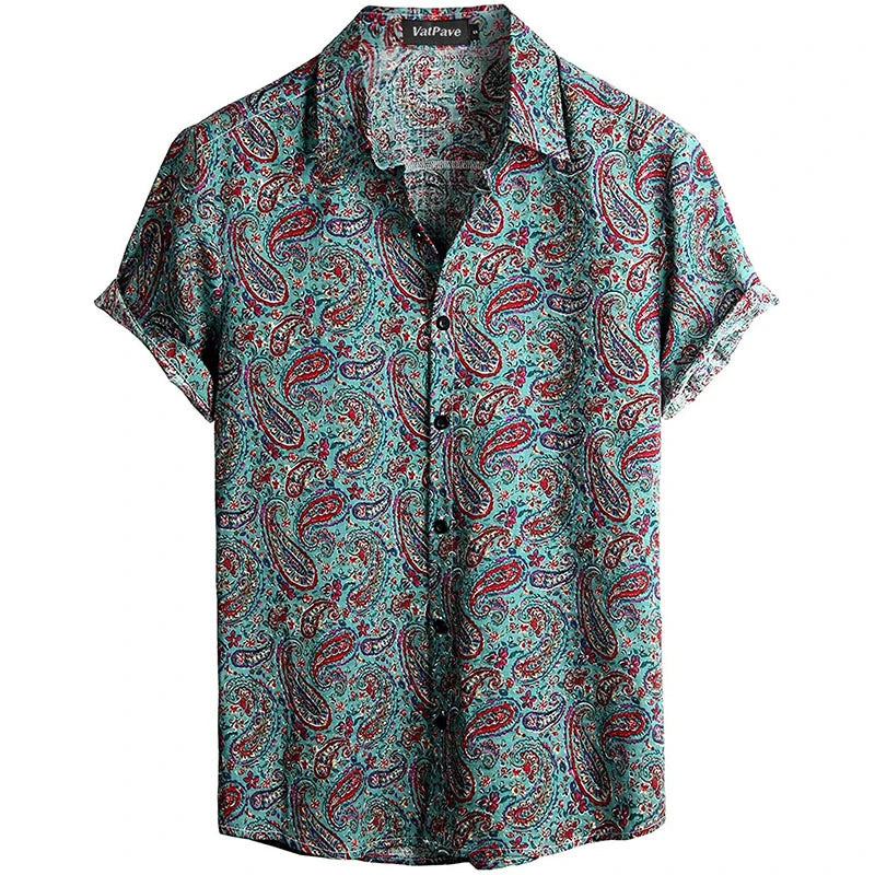 Summer Men's Casual Hawaiian Floral 3D Full-Print Button Shirt Short Sleeve - Tropical Beach Men's Quick-Drying Breathable Top