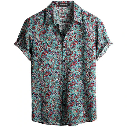 Summer Men's Casual Hawaiian Floral 3D Full-Print Button Shirt Short Sleeve - Tropical Beach Men's Quick-Drying Breathable Top