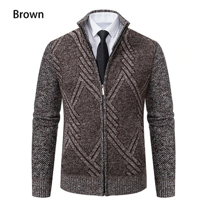 Spring Autumn Knit Cardigan Men Sweater Coat Man Clothes Brown Grey Brand Male Knitting Jackets