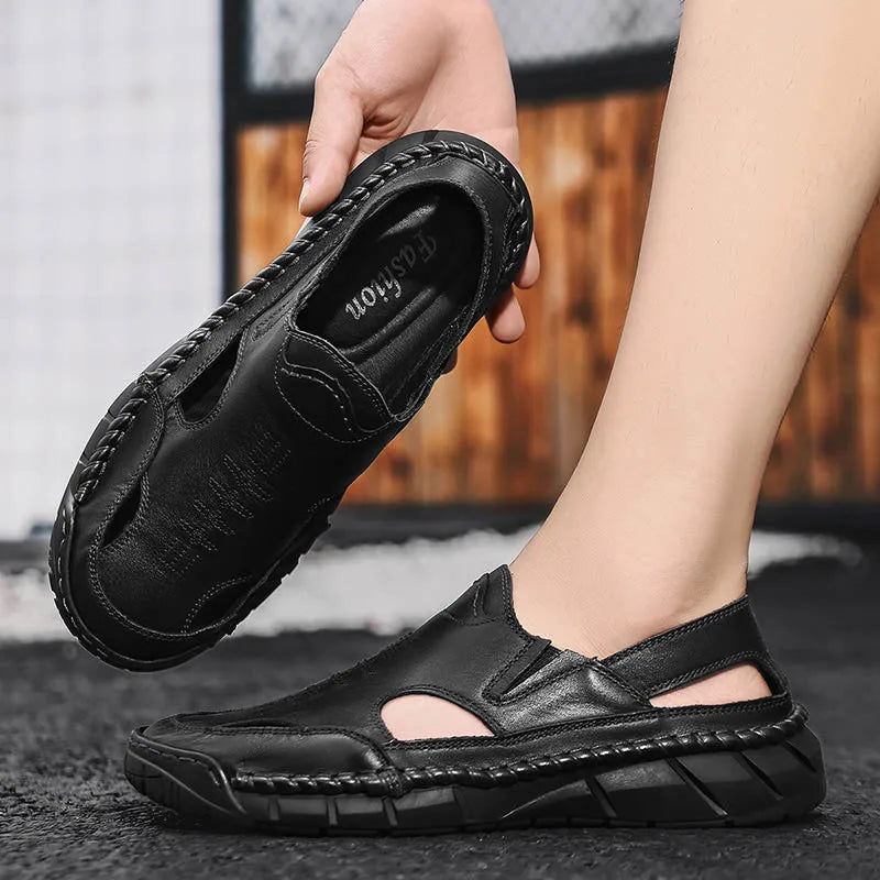 Hot-selling Summer Men's Sandals New Leather Roman Sandals Slippers Outdoor Beach Shoes Male Flip Flops Water Trekking Sandals