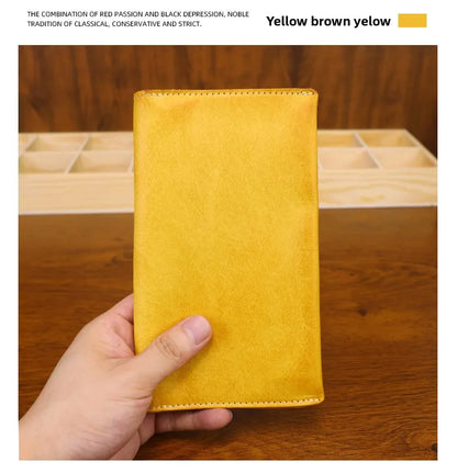 Large Capacity Men Wallet Vintage Genuine Cow Leather Handbag Card Holder Phone Pocket High Quality Handmade Male Money Clips