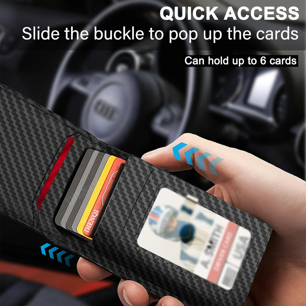DIENQI Rfid High Quality Business Credit Card Holder Men Wallet Carbon Fiber Travel Pocket Wallet Money Bag Purse Gift for Men