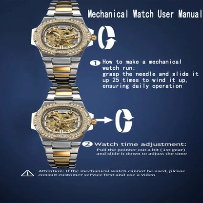 LONGLUX Automatic Man Watch Luxury Stainless Steel Wholesale Mechanical Wristwatches Skeleton Waterproof Diamond Watch Man Watch