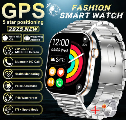 New For Android iOS Outdoor GPS SmartWatch Men 2.01" HD AMOLED Compass 420mAh 178+Sport Mode Waterproof Bracelet Smartwatch 2026