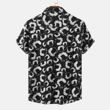 Hawaiian Summer Men's Casual Shirt Social Beach Style Short Sleeve Large Flower Print Chinese Resort Retro Loose Shirt