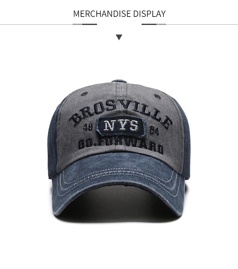 Four Seasons Men's Baseball Cap Casual Wash Embroidered Cap Curved Brim Bowler Sun Hat Official Website