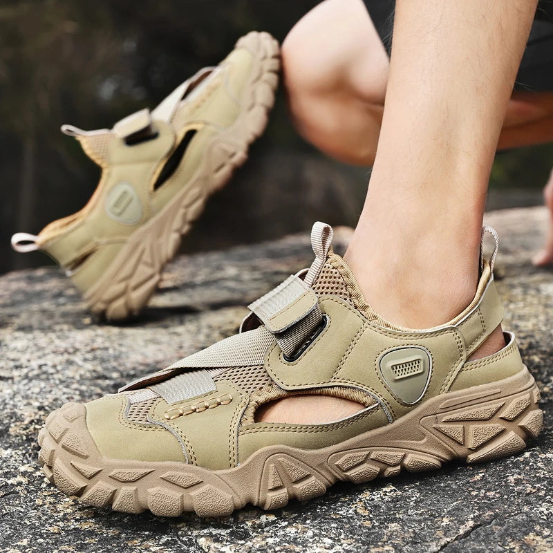 Comfort Men Mesh Sandals Lightweight Summer Shoes Outdoor Quick-Dry Wading Aqua Shoes Non-Slip Travel Beach Flats  Daily Sandals