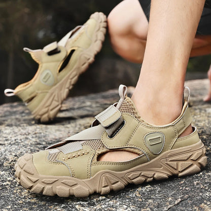 Comfort Men Mesh Sandals Lightweight Summer Shoes Outdoor Quick-Dry Wading Aqua Shoes Non-Slip Travel Beach Flats  Daily Sandals