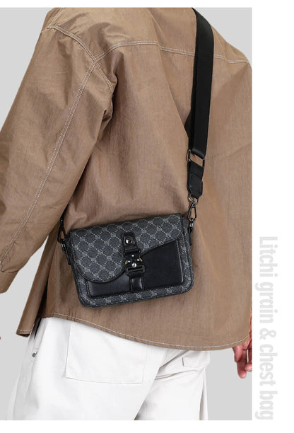 High-End Casual Shoulder Bag for Commuting Business Waterproof Daily Sling Bag Fashionable Jacquard Pattern Men's Crossbody Bag