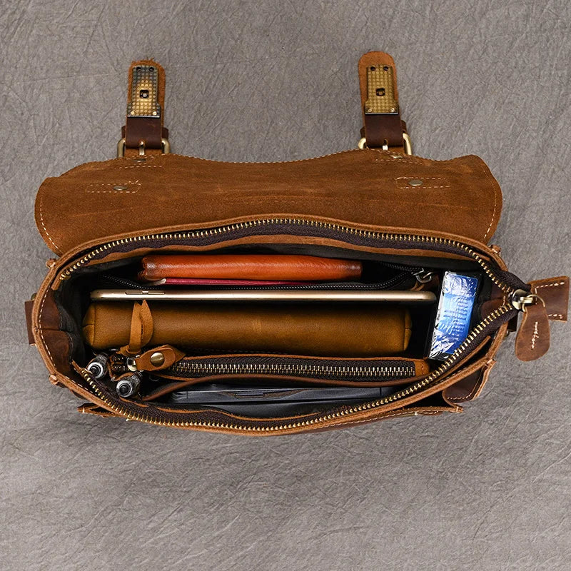 Luufan Crazy Horse Leather Men's Shoulder Bag Vintage Messenger Bags Men Male Small Travel Crossbody Bags Man Handbag Sling Bag