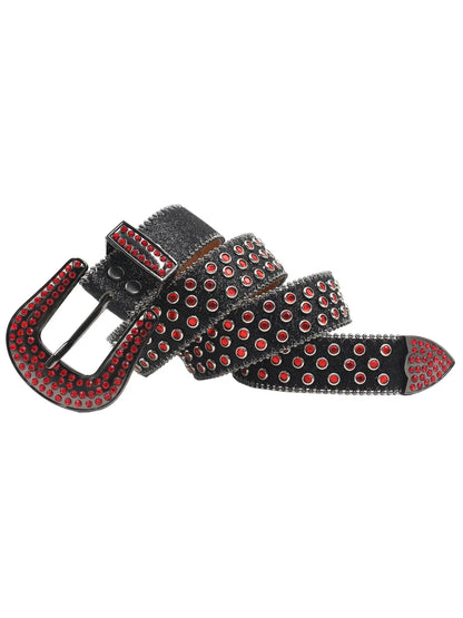 Rhinestone belt Leopard Shiny leather belts for women western rhinestone studded belt men vintage diamond  belt jeans waistbands