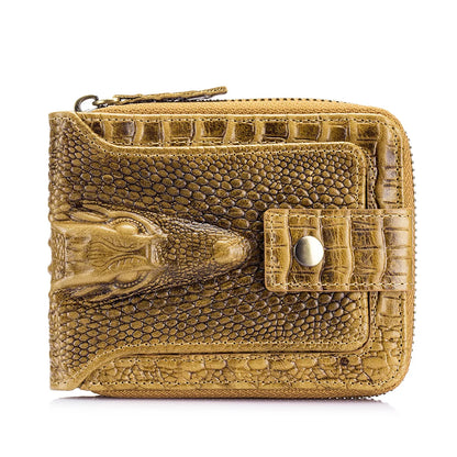 Cowhide Men's Wallet with Crocodile Pattern Genuine Leather Large Capacity Card Slot Zero Wallet