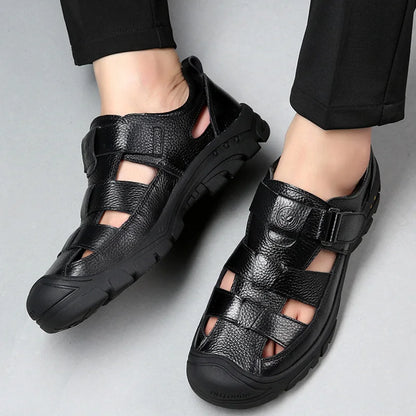 Classic High Quality Cow Leather Sandals Summer Outdoor Handmade Men Sandals Fashion Comfortable Men Beach Leather Shoes