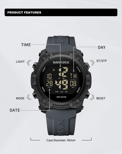 New Style NAVIFORCE Fashion Waterproof Men's Electronics Wrist Watch Sports Luminous Watches Silicone Strap Male Clocks Gifts