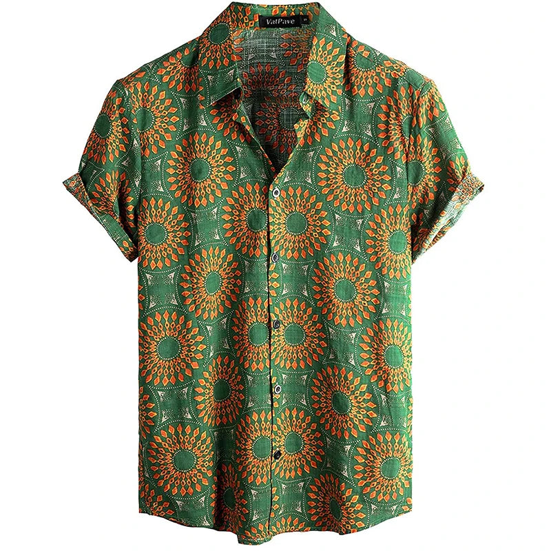 Summer Men's Casual Hawaiian Floral 3D Full-Print Button Shirt Short Sleeve - Tropical Beach Men's Quick-Drying Breathable Top