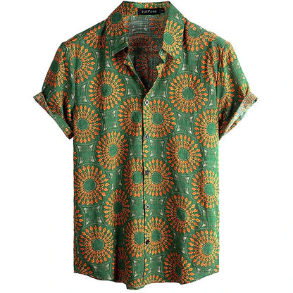Summer Men's Casual Hawaiian Floral 3D Full-Print Button Shirt Short Sleeve - Tropical Beach Men's Quick-Drying Breathable Top