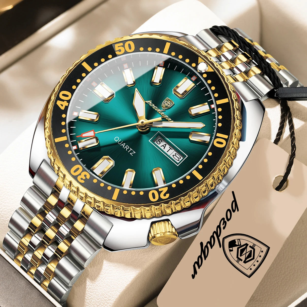 POEDAGAR Luxury Quartz Men Clock Waterproof Luminous Business Man Wristwatch Stainless Steel Date Week Sport Men's Watches Reloj