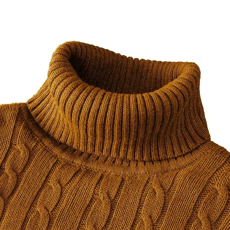 Outdoor Men's Long Sleeve Knitted Sweaters Slim Fit Turtleneck Sweater Casual Pullover Sweater Winter Basic Heavyweight Top