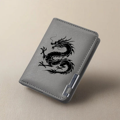 Men's Mini Multi-Functional Wallet Personalized Dragon Pattern PU Leather Credit Card Storage Wallet