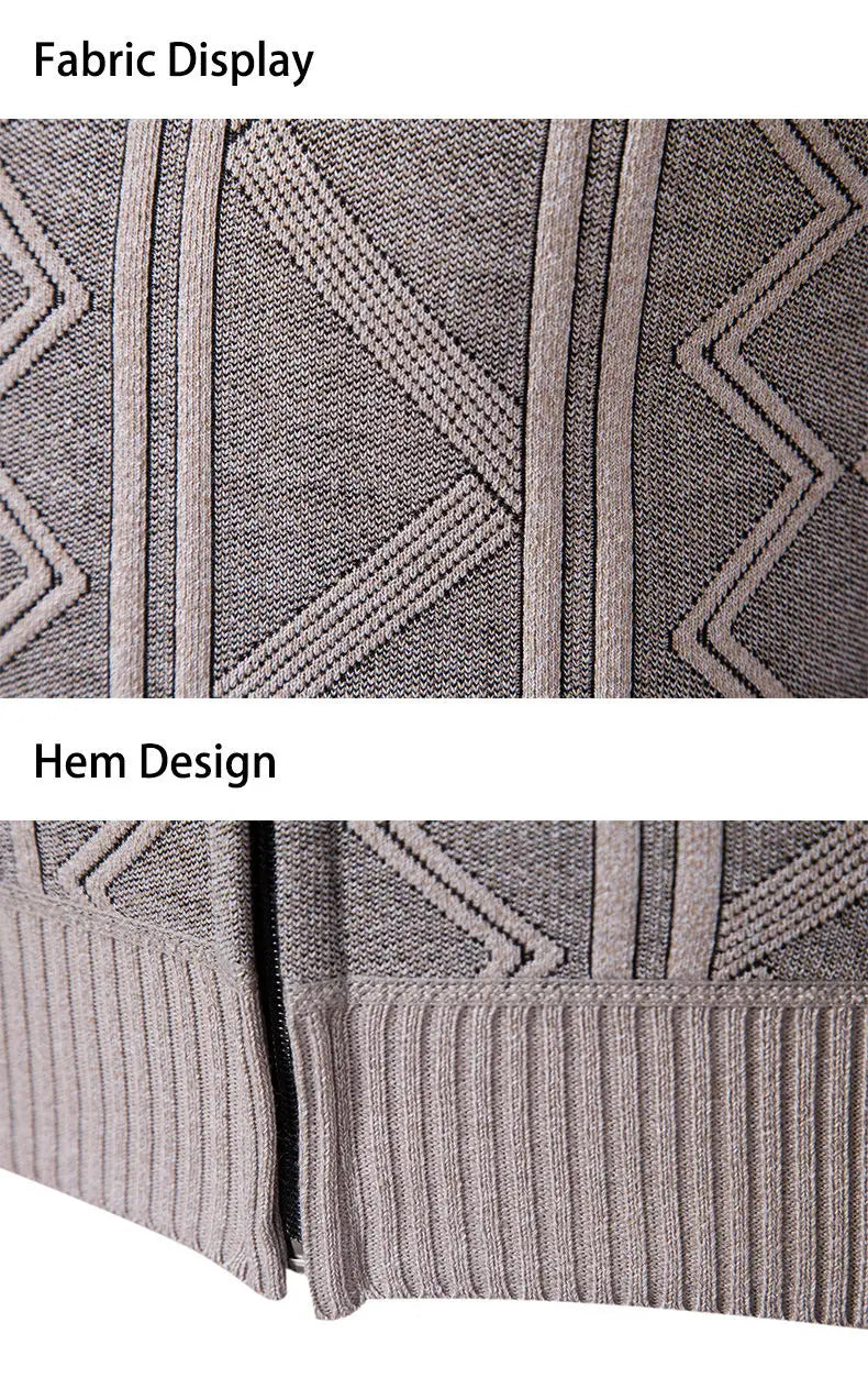 High-quality men's fashionable, cool, versatile, trendy business casual, fleece and thickened cardigan, knitted sweater, men's j