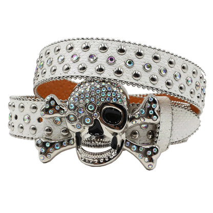 Rhinestone belt Skull Designer Belt Fashion Luxury Mens Belt and Lady Leather Decorated with Colorful Diamonds