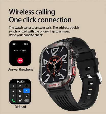 2026 Military GPS Smart Watch Money Detector Light Compass Waterproof Outdoor Sport Tracker Bluetooth Call Watch with Flashlight