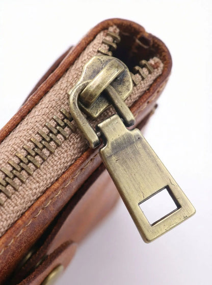 New Slim Short Men's Wallet Vintage Genuine Leather Card Holder Zipper Male Coin Purses High Quality Snap Men Money Clips