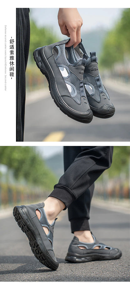 2025 Summer Men's Sandals New Hollow Breathable Beach Shoes Ultra Light Anti Slip Summer Casual Shoes Walking Shoes