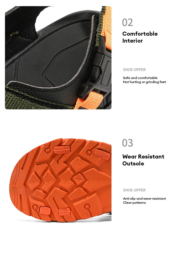 Men's Outdoor Sandals with Velcro Strap Male Summer Fashion Antiskid Sport Sandals Beach Casual Sandals for Men