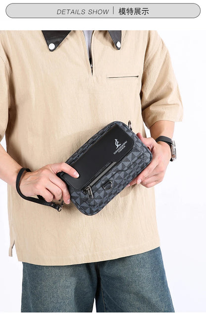Business Men's Clutch Bags High Quality PU Leather Man's Small Shoulder Bag Multi-Functional Men Handbag Bag With Waist Strap