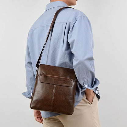 Men's Business Casual Backpack, Single-Shoulder Crossbody Pu Leather Briefcase, Multi-Compartment Large Capacity