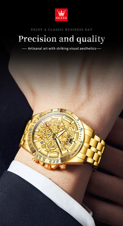 OLEVS 9913  Men's Watches Original Quartz Watches For Men Waterproof Luminous Chronograph Date 24 Hours Watches Luxury Men