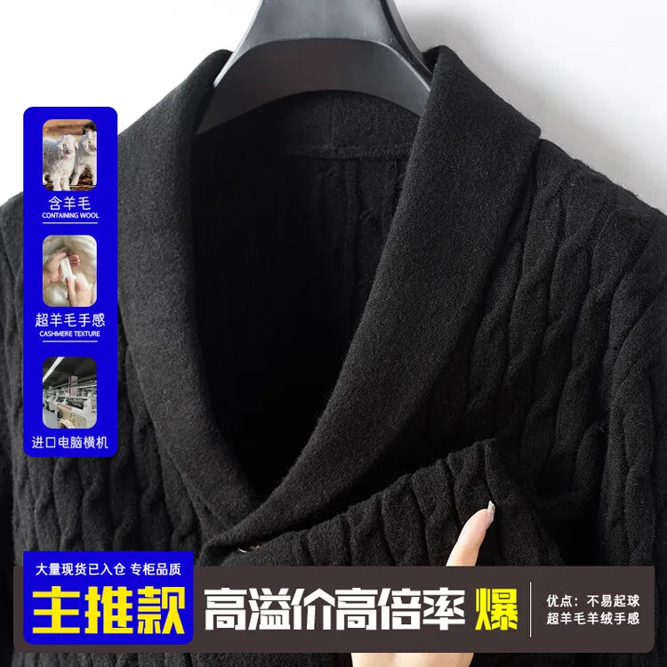 New Winter and Autumn Men's Wool Knitted Cardigan Trendy Loose-fitting Thick Style Pullover Casual Men's Clothing Coat Sweater