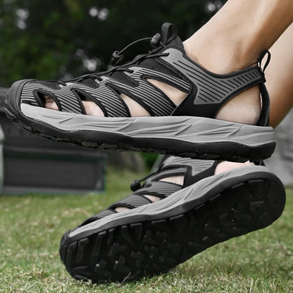 Water-wading quick-drying Baotou Sandals for men 2026 new summer soft soles wearing lightweight non-slip beach shoes for men 46