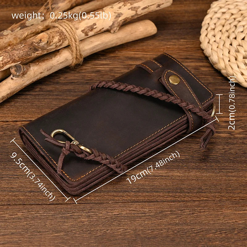 Newsbirds Genuine Leather Long Wallet Wrist Belt Strap Chain Wallet Christmas Gift Wallet gift men woman wallets Clip Purse