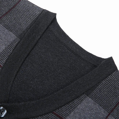 Dad's Sweater Cardigan Jacket Thickened Autumn and Winter Knitted Casual Thick Style Middle-aged and Elderly Men's Top