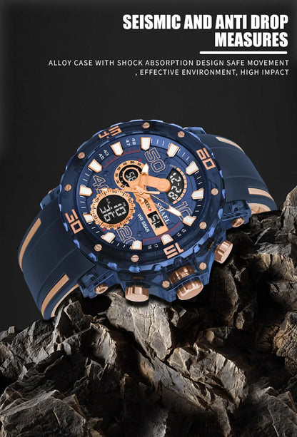 SMAEL 8136 50M Waterproof Military Watch for Men - LED Backlight Alarm Chronograph Stopwatch Shockproof Outdoor