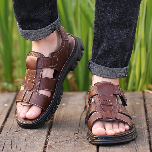 Men's Casual Outdoor Sandals with Adjustable Straps and Non-Slip Sole for Summer Beach Walks, Hiking Trails, and Daily Wear, Per