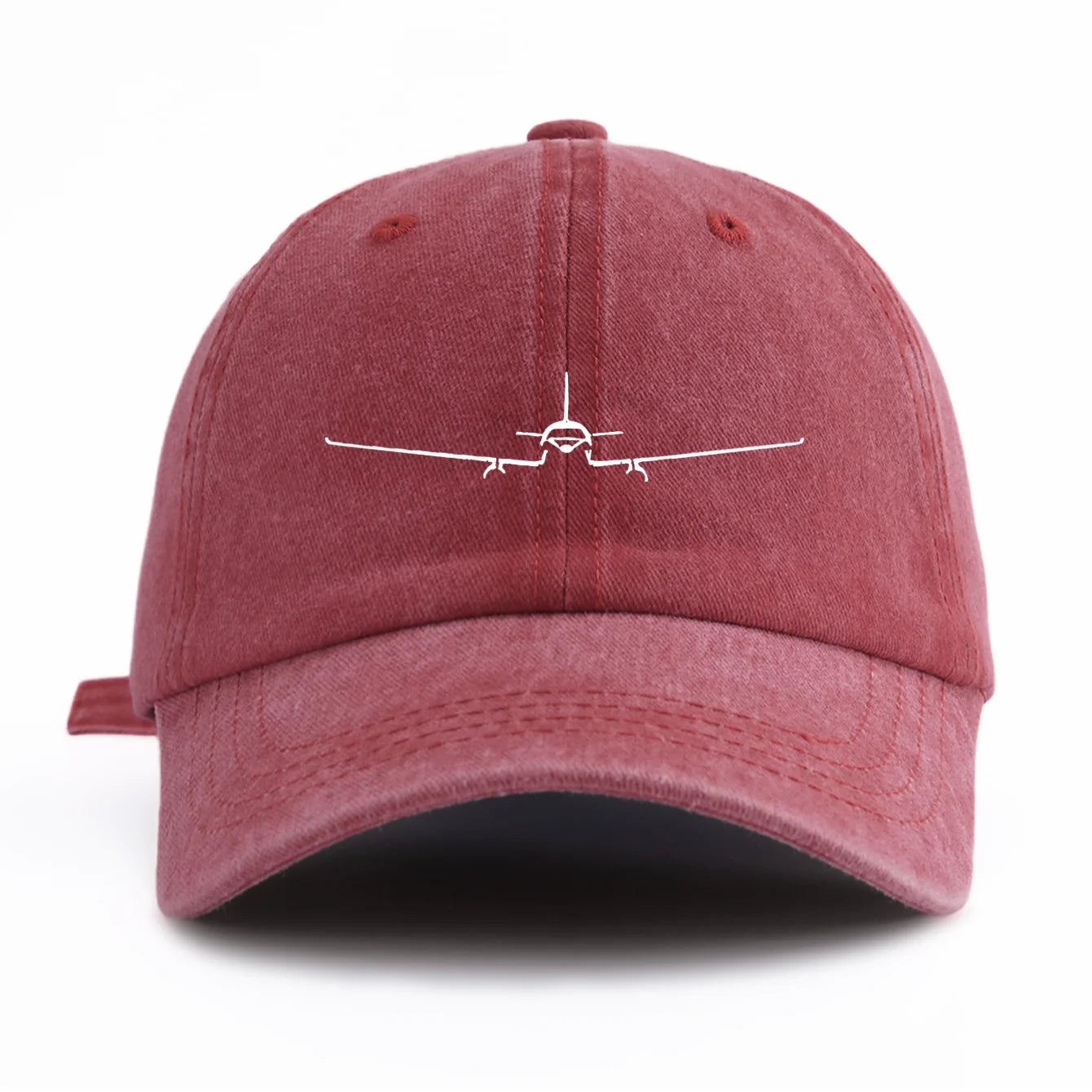 1pc Airplane Print Washed Baseball Cap for Adults,Minimalist Retro Style Casual Soft Adjustable Dad Hat,Perfect As Gift