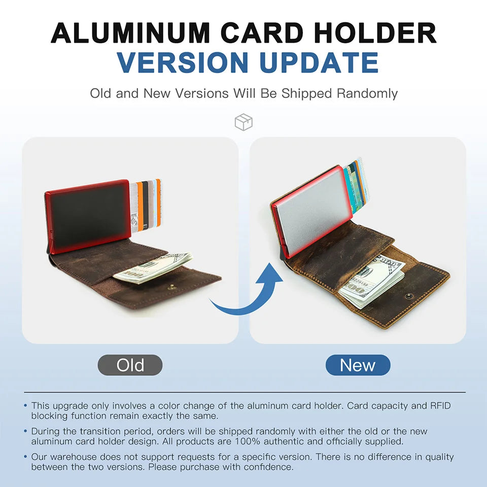 Genuine Leather RFID Card Wallets for Men Aluminium Box Travel Card Case Card Holders Money Clips Slim Casual Business Wallets