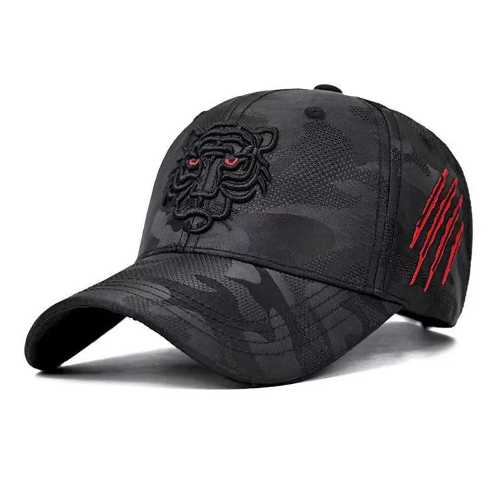 Unisex Tiger Head Embroidery Baseball Caps Spring and Autumn Outdoor Adjustable Casual Hats Sunscreen Hat
