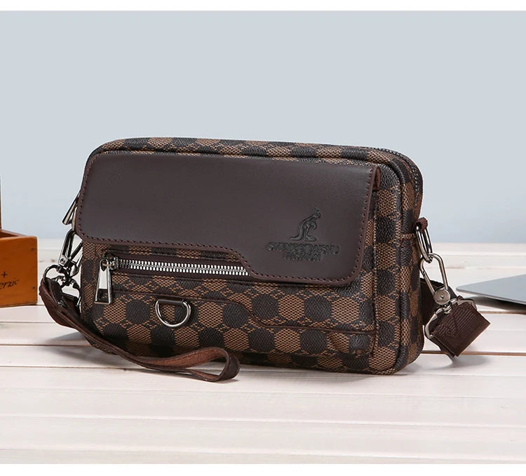 Business Men's Clutch Bags High Quality PU Leather Man's Small Shoulder Bag Multi-Functional Men Handbag Bag With Waist Strap