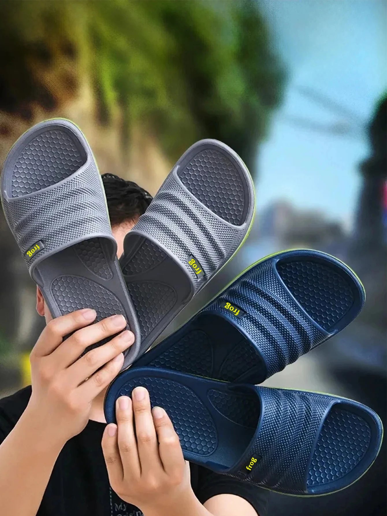 Summer men's slippers with EVA soft sole suitable for comfortable living rooms, bathrooms, and cool sandy beaches