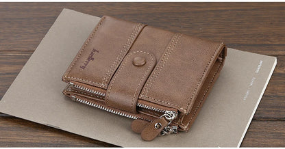 New  Men Wallets Fashion Short Desigh Zipper Card Holder Men Leather Purse Solid Coin Pocket High Quality Male Purse