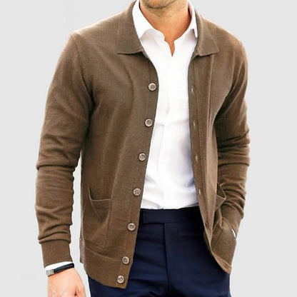 Spring Autumn Mens Casual Sweatercoats Stylish Solid Color Button-up Lapel Knit Cardigan Tops Men Fashion Slim Knitted Jackets
